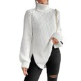 thumbnail image 2 of Innerwin Chandails à Col Roulé pour Femmes Chandail de Travail Manches Longues Ample Tricoté Blanc G, 2 of 4