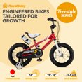 thumbnail image 2 of RoyalBaby Freestyle Outdoor Kid's Bicycle with Training Wheels, 14 Inch, Red, 2 of 12