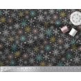 thumbnail image 2 of Soimoi Black Modal Satin Fabric Snow Flakes Floral Print Sewing Fabric Yard 42 Inch Wide, 2 of 5