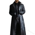 thumbnail image 2 of KIHOUT Spring Winter Warm Coat Lapel Solid Color Slim Leather Long Leather Jacket Men's Windbreaker Jacket,Size S-5XL, 2 of 6