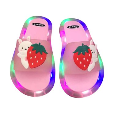Zwiiyzr 2025 Chaussures pour Tout-Petits Garçons Filles 15 Mois-9 Ans Pantoufles Sandales à Glissière Lumineuses Led Joyeux Été Enfants Dessin Animé Mignon Brillant Marche Accessoire Blanc