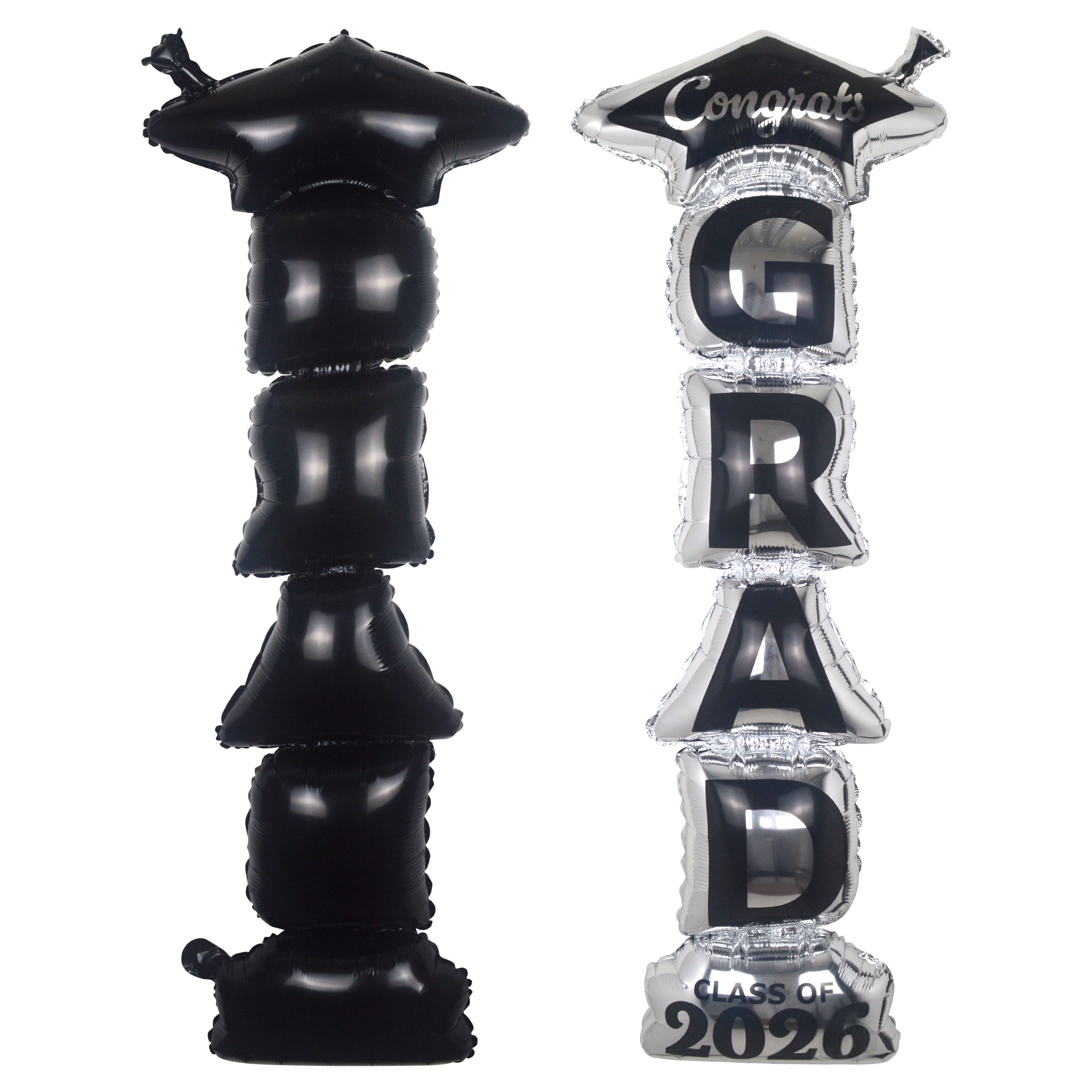 Ballon de remise de diplôme noir et argent (1 unité), 116 cm, nylon, adulte, décoration, remise de diplôme, marque Way To Celebrate