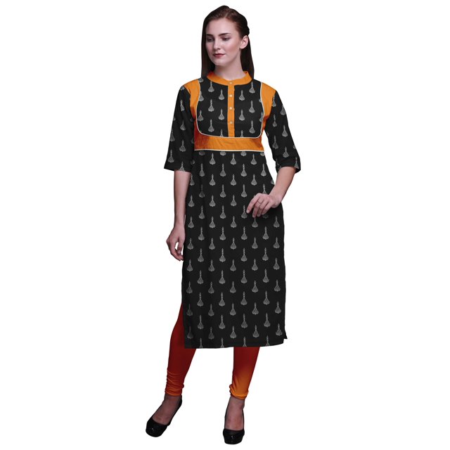 Bimba Kurta Imprimée Tunique Droite Hauts Femmes Tenue d'Été Kurti pour Dames