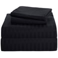 thumbnail image 1 of 1200 Thread Count 100% Egyptian Cotton 3-Piece Fitted Sheet ( 1 Fitted Sheet + 2 Pillow Covers) 27 Inches Deep Pocket Size Stripe Pattern, 1 of 5