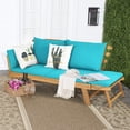 thumbnail image 1 of Costway Causeuse Convertible de Patio Lit de Jour Bois Massif Coussin Épais Réglable Turquoise, 1 of 10