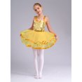 thumbnail image 3 of Hansber Robe Tutu de Danse pour Filles Enfants Paillettes Jazz Fête Robe de Danse Costume de Performance sur Scène Or 6, 3 of 7