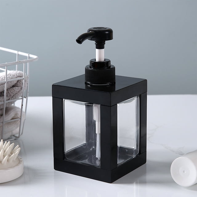 Distributeur de Savon Réutilisable 500 ml, Distributeur de Savon d'Automne, Distributeur de Savon pour Vaisselle et Mains, Distributeur de Lotion Bouteilles de Shampoing Réutilisables (Noir)