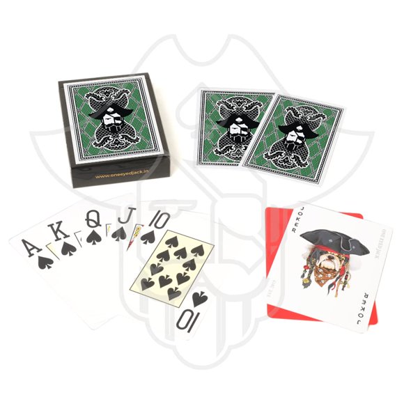 One Eyed Jack Cartes à Jouer en Plastique de Qualité Supérieure Couleur Verte pour Adultes - 1 Jeu de 52 Cartes et Découpe de Cartes Gratuite - Format Poker / Cartes de Poker Haut de Gamme et Durables / Cadeau pour la Famille et les Amis