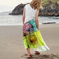 thumbnail image 4 of TJAZFJPA Robe à Manches Longues pour Invitée de Mariage Mode Femme Col Rond Décontractée Imprimé Pissenlit 3D Sans Poignets Poche Longue Robe Débardeur Robe Décontractée Robes Africaines pour Femmes Robe Serviette, 4 of 6