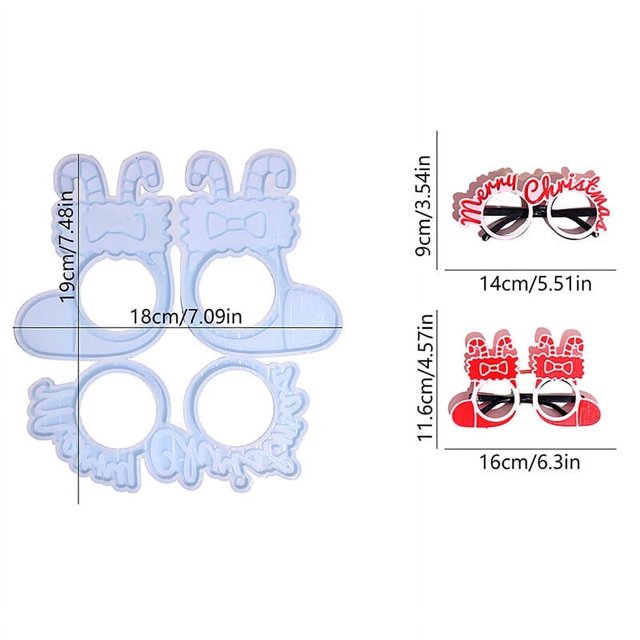 Christmas Eyeglass Frame Earring Silicone Molds Pendant Epoxy Resin Mold