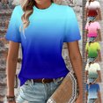 thumbnail image 1 of Jovati Blouse Décontractée à Manches Courtes et Col Rond Imprimée pour Femmes, Mélange de Coton, Tissu Extensible Doux, Tenue d'Été, Longueur Régulière, Style à Enfiler, 1 of 6