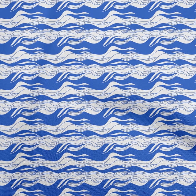 oneOone Polyester Spandex Dark Blue Fabric Asian Wave Craft Projects Decor Fabric Printed By The Yard 56 Inch Wide