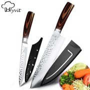 Kitchen Knives Set, Japanese Knife Irregular Hammered Pattern Knife - High Carbon Stainless Steel Knife with Ergonomic Handle
