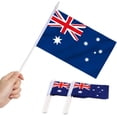thumbnail image 1 of Anley Australia Mini Flag 12 Pack - Hand Held Small Miniature Australian Flags on Stick - 5x8 Inch with Solid Pole & Spear Top, 1 of 6