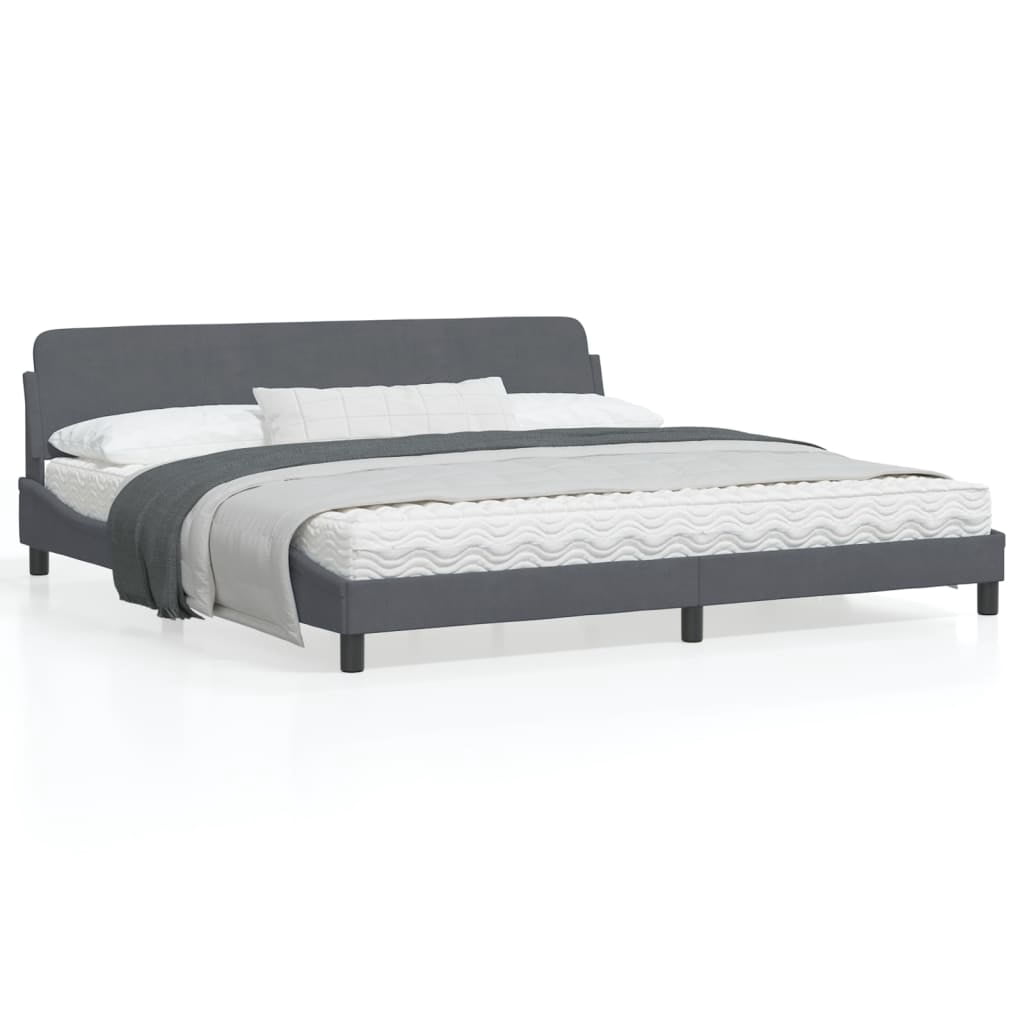 vidaXL Bed Frame with Headboard Dark Grey 193x203 cm Velvet