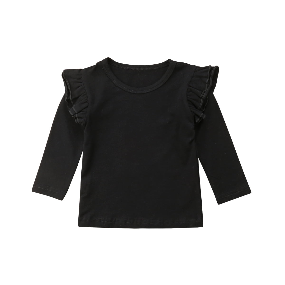 Gupgi Baby Girl Long Sleeve Solid Color Ruffle Top for Autumn and Spring