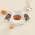 thumbnail image 2 of CNKOO Infant Baby Girls Halloween Romper Pumpkin Leopard Print Long Sleeve Jumpsuits Spring Autumn  Neck Bodysuits, 2 of 8