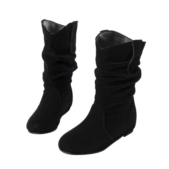 LSLJS Current Season Winter Elevated Wedge Heel Mid Heel Wide Mouth Up Mid Sleeve Fashion Boots, Women's Mid-Calf Boots, Womens Boots