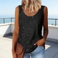 thumbnail image 4 of Hauts pour Femmes Col Rond Sans Manches Gilet à Paillettes Brillantes Style de Bureau Doux Extensible Coupe Ample Blouse d'Été, 4 of 8