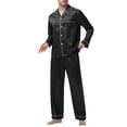 thumbnail image 4 of JMYHOAM Ensembles de Pyjamas pour Hommes Ensembles de Détente pour Hommes Manches Longues Col Rabattu Pyjamas Printemps Soie Soie Glacée Boutons Ensemble de Tenue d'Intérieur Vêtements de Détente, 4 of 7