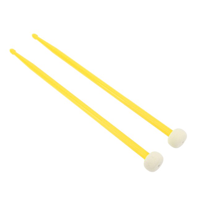 Drums Mallets Accessory, Double Headed Portable Nylon Handle Drum Mallet Set For Playing Yellow