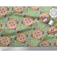 thumbnail image 3 of Soimoi Moss Georgette Fabric Floral,Hummingbird & Squirrel Animal Printed Fabric 1 Yard 42 Inch Wide, 3 of 3