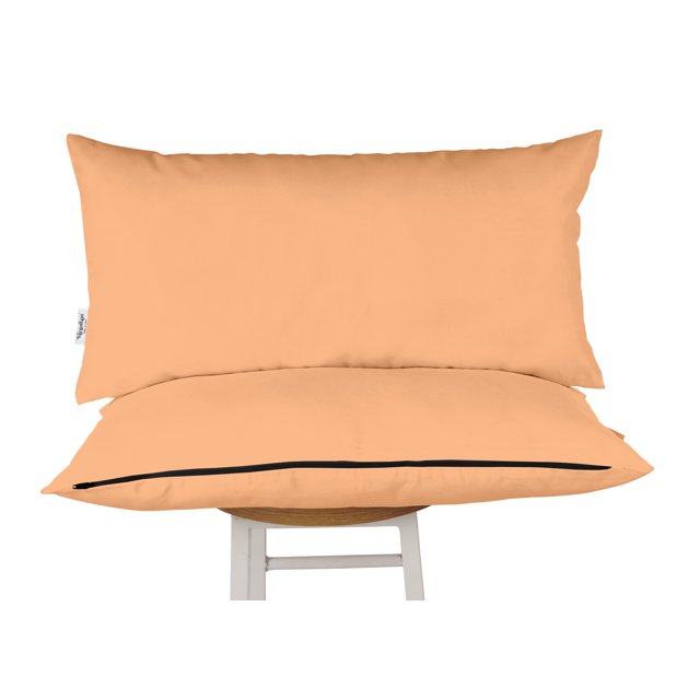 Vargottam Indoor/Outdoor Polyester Fabric Lumbar Pillow With Insert, All-Weather Waterproof Decorative Throw Pillow for Patio Furniture-Set of 2 - Light Peach