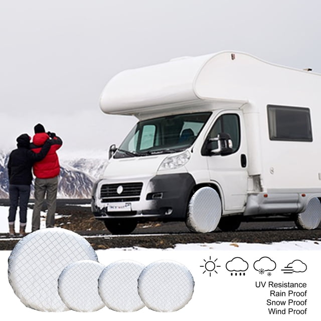XZNGL Wheel Covers for Trailer Tires Tire Covers for Rv Wheel (4 Pack Silver), Oxford Sun Protectors for Motorhome Boating Trailer Camper Van Wheel Covers for Rv Tires