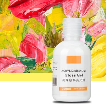 Acrylic Medium Gloss Gel, Enhances Brilliance, Imparts Glossy Finish, Ideal For Thin Glazes, Washes, Watercolour Effects, Milky Appearance, Bright  Sensation, 135ml