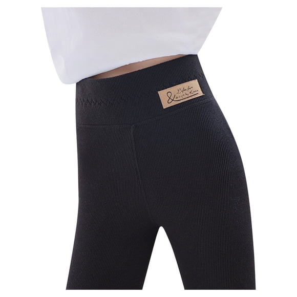 GDREDA Fleece Lined Leggings Girl Thermal High Waisted Leggings Tummy Control Yoga Pants Thick Winter Tights Ski Underwear (Black,4-5 Years)