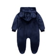 thumbnail image 3 of AherBiu Infant Rompers Fleece Hooded Jumpsuits Zip up Bodysuits Fall Winter Solid Color Warm Fuzzy Newborn Baby Clothes Sets, 3 of 3