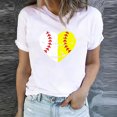 thumbnail image 2 of EQWLJWE Hauts d'Été pour Femmes Hauts pour Femmes Liquidation Mode Féminine d'Été Col Rond Loisirs Manches Courtes Hauts Imprimés Baseball, 2 of 5