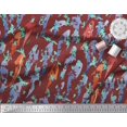 thumbnail image 2 of Soimoi Red Poly Georgette Fabric Fish Ocean Printed Craft Fabric by the Yard 52 Inch Wide, 2 of 2
