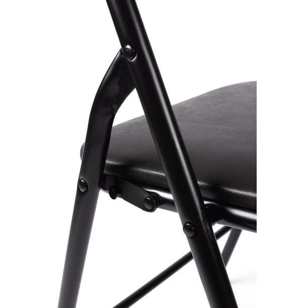 Enduro Black Padded Vinyl Folding Chair, 18 '' x 17.3'' x 30.7