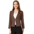 thumbnail image 1 of INSPIRE CHIC Blazer Court Sans Col à Fermeture Éclair pour Femme de Style Workwear, 1 of 6