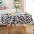 thumbnail image 2 of 120Cm/150Cm Polyester Cotton Tassel Tablecloth Plaid  Tablecloth Red Lattice Table Map Cloth Cover, 2 of 5