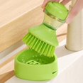 thumbnail image 4 of FHBVT Soap Dispensing Dish Brush Set with Drainage Base One-Click Soap Release Non-Scratch Nylon Bristles Comfort Grip for Pots Pans Sinks Kitchen Cleaning Easy to Store Home Culinary Tool, 4 of 7