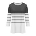 thumbnail image 4 of Chandail de Compression Femme Manches 3/4 Hauts pour Femmes Col Ras du Cou Décontracté Tendance Chandail Blouses Mode Automne T-Shirts Rayés Tunique Basique Hauts S-9 Gris Foncé S, 4 of 4