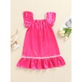 thumbnail image 4 of SAYOO Robe de Nuit pour Bébé Fille, Manches Courtes Col Carré Satin Été Automne Décontracté Maison Dentelle Midi, 4 of 8