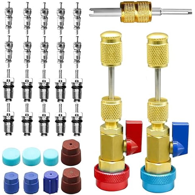 Trousse de Dissolvant et d'Installation de Noyau de Valve CA R134a, Outil de Climatisation, Réparation de Système CVC, Service Réfrigérant, Entretien Automobile A/C, Ensemble de Remplacement d'Installation de Retrait