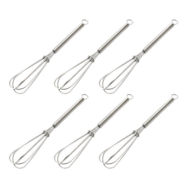 6pcs Stainless Steel Mini Egg Beater Hand Cream Whisk Spring Handle Blender Mixer Kitchen Gadget