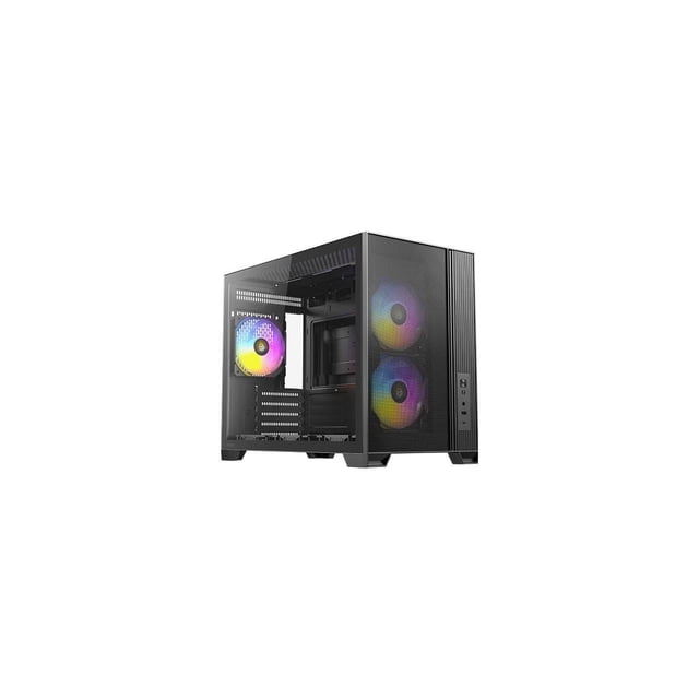 Antec FLUX m, Ventilateurs 6 PWM Inclus, Plateforme F-LUX, Chambre avant PSU, Design FLUX d'Air Vertical, Support de Radiateur Supérieur 360mm, Type-C 3.2 Gen 2, Boîtier Compact MicroATX PC