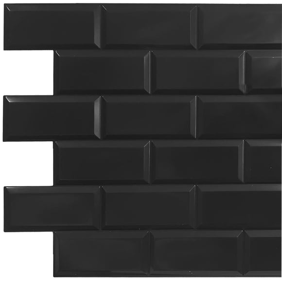 Dundee Deco's Black Faux Bricks PVC 3D Wall Panel, 3.2 ft X 1.6 ft, Interior Design Wall Paneling Decor Commercial and Residential Application, 5 sq. feet each, Pack of 5