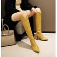 thumbnail image 1 of Bottes Mode Grande Taille Femmes Bottes à Tige Longue à Imprimé Serpent Chaussures à Talons Bas Pointues Bottes Bottes Cavalières, 1 of 9