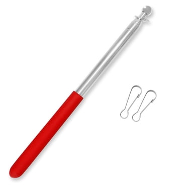 (1,2 m) - Bâton Portable Handheld Flagpoles, ANLEY Télescopique de 1,2 m avec Pinces - Acier Inoxydable Léger Extensible avec Poignée Antidérapante - Mât de Drapeau Pliable pour Guides Touristiques et Aiguille pour Enseignants