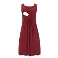 thumbnail image 1 of Drppepioner Robe d'Allaitement pour Femme Grande Taille Mode Unie Enceinte Patchwork Robe d'Allaitement Sans Manches à Col Rond Robe de Maternité Bordeaux, 1 of 4