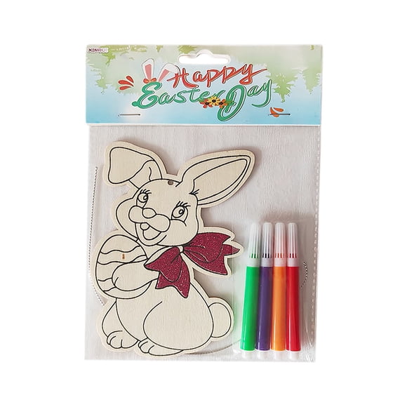 Binwennn Arts And Crafts for Kids Ages 8-12 Girls Drawing Easter DIY Wooden Drawing Board Kids Painting Coloring Craft Decoration Easter Rabbit
