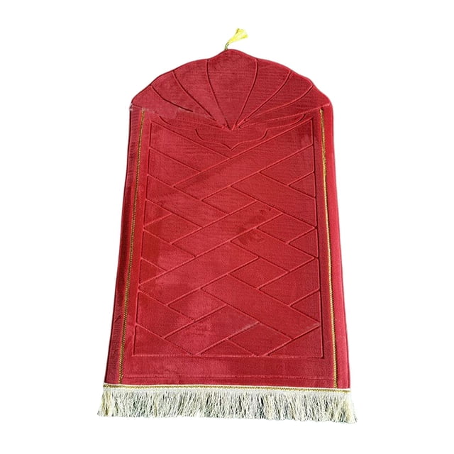 GROWTH TANK Portable Prayer Rug Blanket 65Cmx110cm Foldable Prayer Mat for Wedding Hajj Home Red