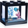 thumbnail image 2 of SUTENGDA Betta Fish Tanks  Aquarium Tanks  Stackable Mini Fish Tank Aquarium Tank Kit  3/5 Gallon Rectangular Fish Bowl with Aquarium Gravel Decoration  Cube Tank for Seaweed Balls Sea Mo, 2 of 6