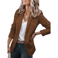 thumbnail image 1 of Innerwin Blazers Solid Color Women Cardigan Jacket Work Shawl Neck Slim Fit Business Jackets Brown XL, 1 of 6